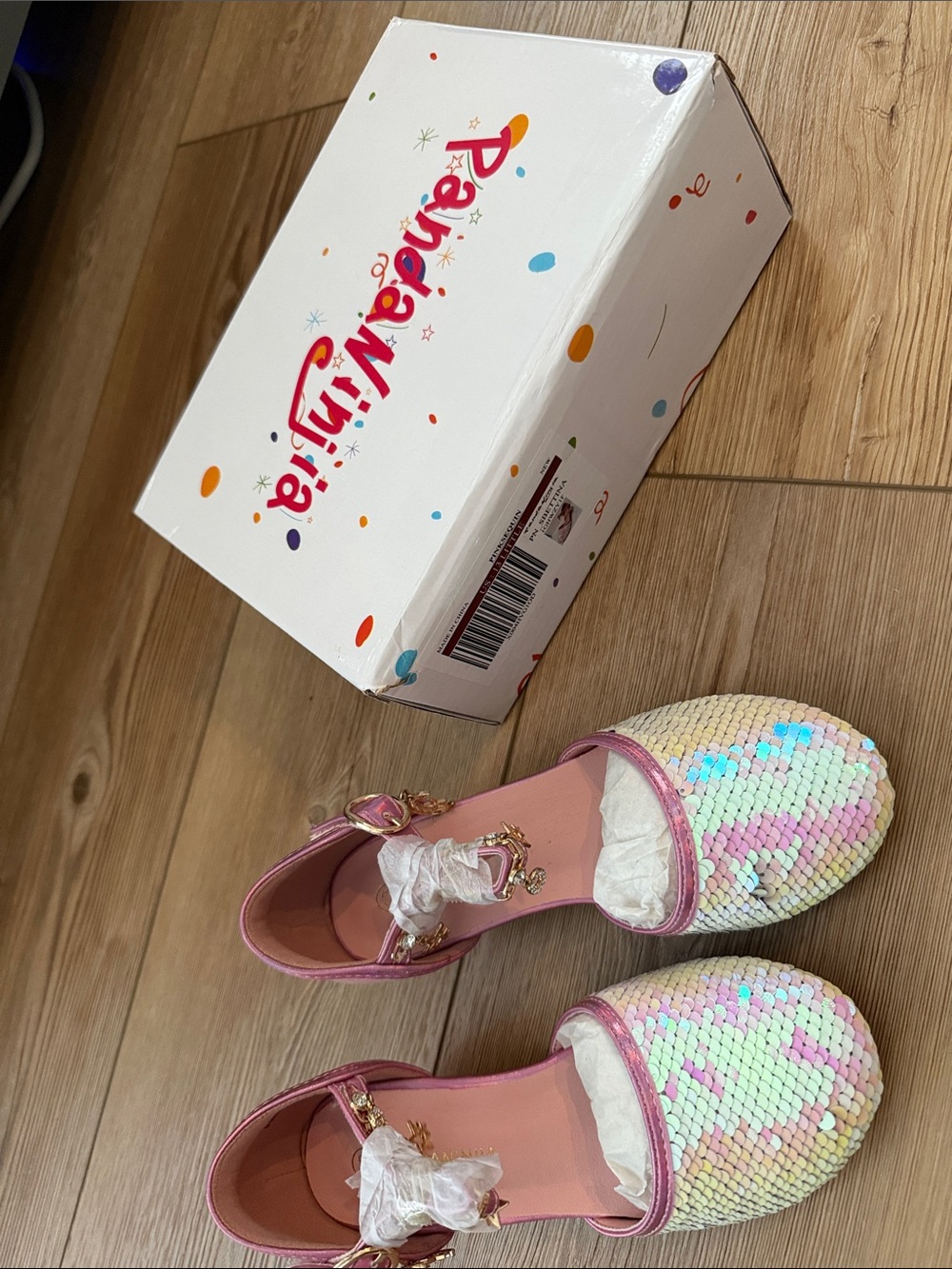 kate spade Girls' Pink Multicolor Sequin Mary Jane Shoes